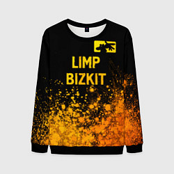 Свитшот мужской Limp Bizkit - gold gradient: символ сверху, цвет: 3D-черный