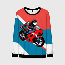 Свитшот мужской Нарисованный мотоциклист, цвет: 3D-черный
