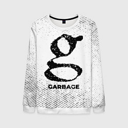 Свитшот мужской Garbage с потертостями на светлом фоне, цвет: 3D-белый