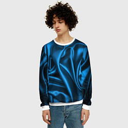 Свитшот мужской Синий шёлк, цвет: 3D-белый — фото 2