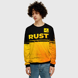 Свитшот мужской Rust - gold gradient: символ сверху, цвет: 3D-черный — фото 2