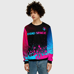 Свитшот мужской Dead Space - neon gradient: символ сверху, цвет: 3D-черный — фото 2