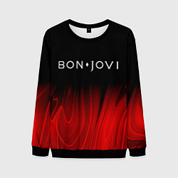Свитшот мужской Bon Jovi red plasma, цвет: 3D-черный