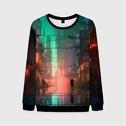 Свитшот мужской Кибер город будущего, цвет: 3D-черный
