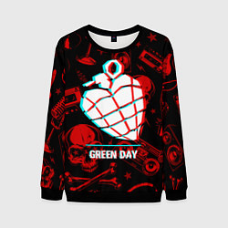 Свитшот мужской Green Day rock glitch, цвет: 3D-черный