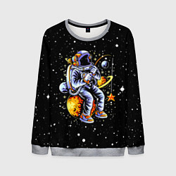 Свитшот мужской Космонавт на рыбалке - неон, цвет: 3D-меланж