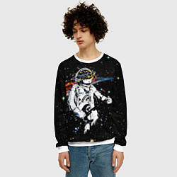 Свитшот мужской Космонавт играет рок на гитаре, цвет: 3D-белый — фото 2