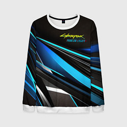 Свитшот мужской Cyberpunk 2077 phantom liberty black blue abstract, цвет: 3D-белый