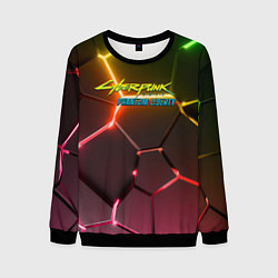 Свитшот мужской Cyberpunk 2077 phantom liberty logo neon, цвет: 3D-черный