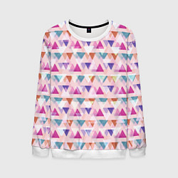 Свитшот мужской Цветные треугольники, цвет: 3D-белый