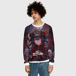 Свитшот мужской Ху тао с призраками - Геншин, цвет: 3D-белый — фото 2