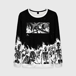 Свитшот мужской Блич - Скелеты в огне, цвет: 3D-белый