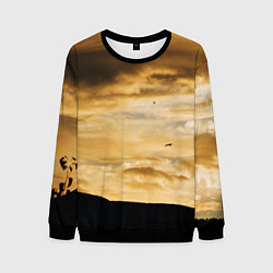 Свитшот мужской Предрассветное облачное небо, цвет: 3D-черный