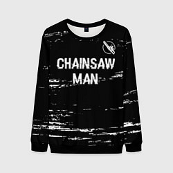 Мужской свитшот Chainsaw Man glitch на темном фоне: символ сверху