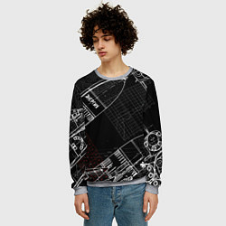 Свитшот мужской Чертеж ракеты, цвет: 3D-меланж — фото 2