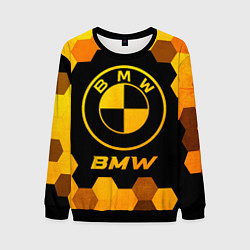 Свитшот мужской BMW - gold gradient, цвет: 3D-черный