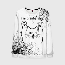 Свитшот мужской The Cranberries рок кот на светлом фоне, цвет: 3D-белый