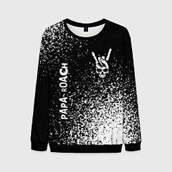 Свитшот мужской Papa Roach и рок символ на темном фоне, цвет: 3D-черный