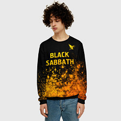 Свитшот мужской Black Sabbath - gold gradient: символ сверху, цвет: 3D-черный — фото 2
