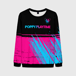 Свитшот мужской Poppy Playtime - neon gradient: символ сверху, цвет: 3D-черный