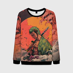 Свитшот мужской Зоро на закате - One Piece, цвет: 3D-черный