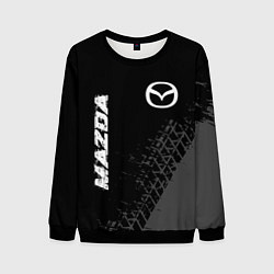 Мужской свитшот Mazda speed на темном фоне со следами шин: надпись