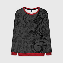 Свитшот мужской Black dragon - grunge, цвет: 3D-красный