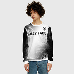 Свитшот мужской Sally Face glitch на светлом фоне: символ сверху, цвет: 3D-белый — фото 2