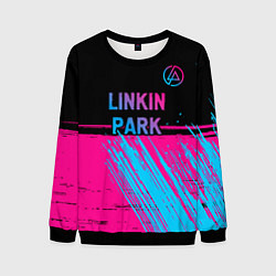 Свитшот мужской Linkin Park - neon gradient: символ сверху, цвет: 3D-черный