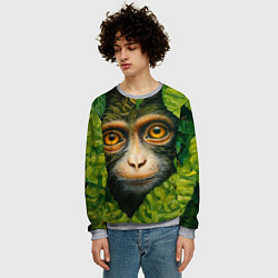Свитшот мужской Обезьянка в джунгли, цвет: 3D-меланж — фото 2