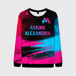 Свитшот мужской Asking Alexandria - neon gradient: символ сверху, цвет: 3D-черный