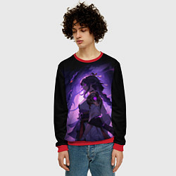 Свитшот мужской Мрачный геншин импакт - Raiden, цвет: 3D-красный — фото 2