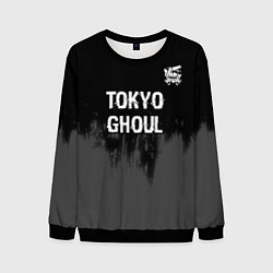 Свитшот мужской Tokyo Ghoul glitch на темном фоне: символ сверху, цвет: 3D-черный
