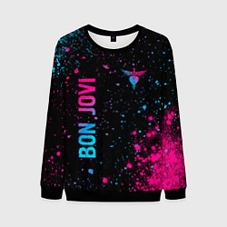 Мужской свитшот Bon Jovi - neon gradient: надпись, символ