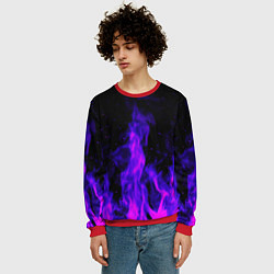 Свитшот мужской Неоновый огонь на черном фоне, цвет: 3D-красный — фото 2