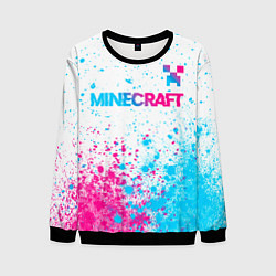 Свитшот мужской Minecraft neon gradient style: символ сверху, цвет: 3D-черный