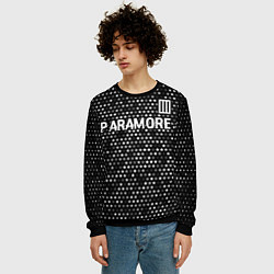 Свитшот мужской Paramore glitch на темном фоне: символ сверху, цвет: 3D-черный — фото 2