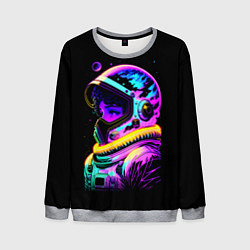 Свитшот мужской Девчонка-космонавт - неоновое свечение, цвет: 3D-меланж