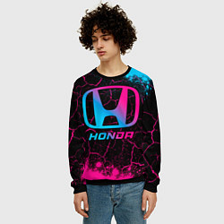 Свитшот мужской Honda - neon gradient, цвет: 3D-черный — фото 2