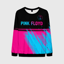 Свитшот мужской Pink Floyd - neon gradient: символ сверху, цвет: 3D-черный