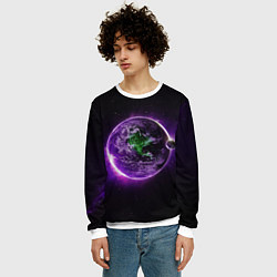 Свитшот мужской Планета - космос, цвет: 3D-белый — фото 2