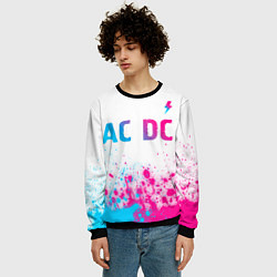 Свитшот мужской AC DC neon gradient style: символ сверху, цвет: 3D-черный — фото 2