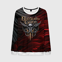 Свитшот мужской Baldurs Gate 3 logo dark red black, цвет: 3D-белый