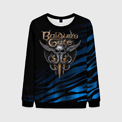 Свитшот мужской Baldurs Gate 3 logo blue geometry, цвет: 3D-черный
