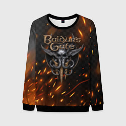 Свитшот мужской Baldurs Gate 3 logo fire, цвет: 3D-черный