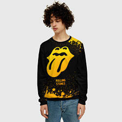 Свитшот мужской Rolling Stones - gold gradient, цвет: 3D-черный — фото 2