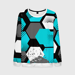 Свитшот мужской Шестиугольники абстрактный фон, цвет: 3D-белый