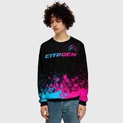 Свитшот мужской Citroen - neon gradient: символ сверху, цвет: 3D-черный — фото 2