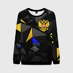 Свитшот мужской Герб РФ абстракция, цвет: 3D-черный