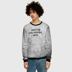 Свитшот мужской F*ck you you F*cking F*ck на стене, цвет: 3D-черный — фото 2
